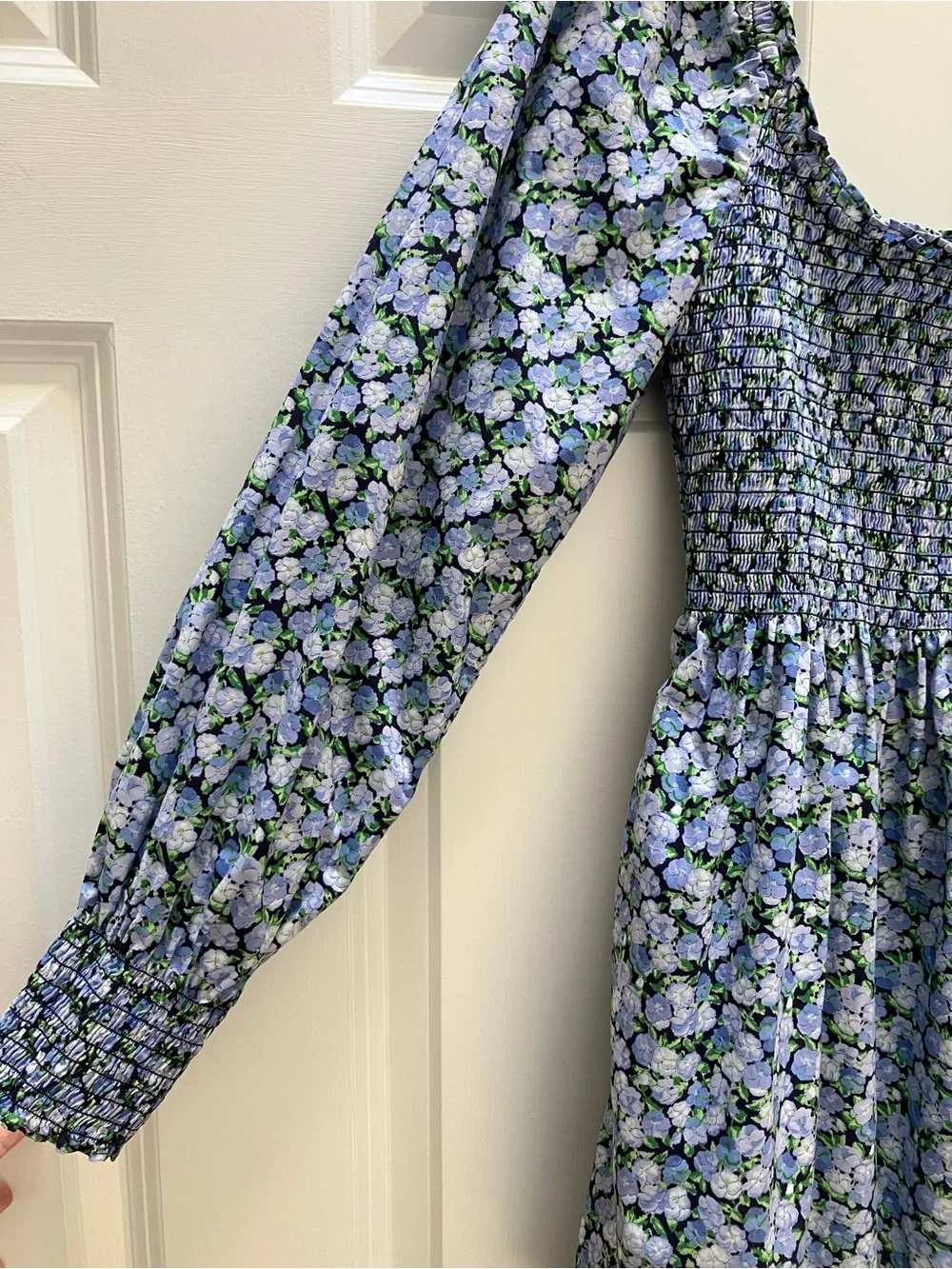 Hill House Home Norah Dress Mini Long Sleeve Floral Blue Pansy Print Large - Picture 7 of 13